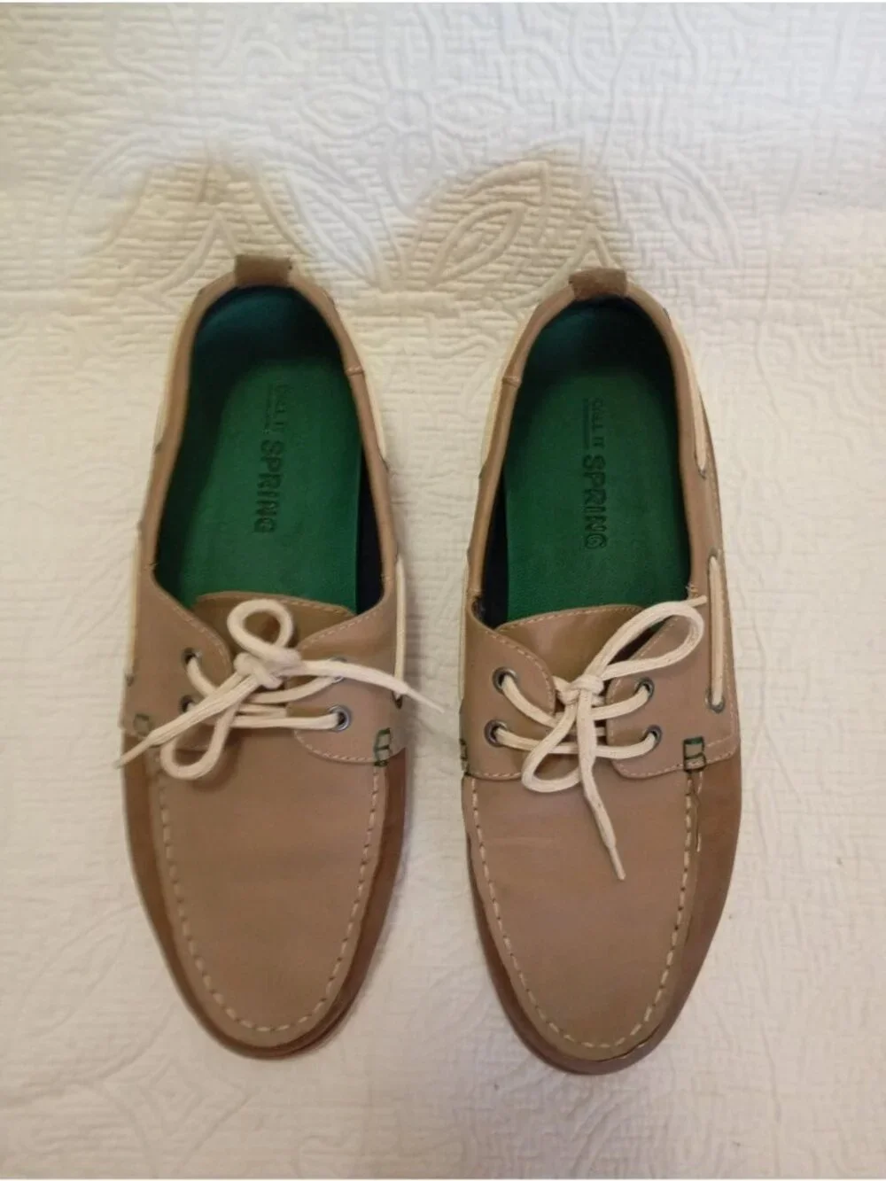 Call It Spring Mens Tan & Brown Boat Shoes Size 10 Lace-Up Casual Loafers